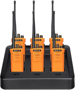 Retevis RT29 Long Range 2 Way Radio,Heavy Duty Walkie Talkies with Charging Station,Professional Two Way Radios Rechargeable,3200mAh,Waterproof,for Manufacturing Transportation(Orange 6 Pack)