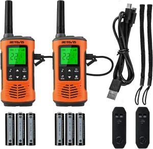 Retevis RT45P Waterproof Walkie Talkies IP67,Rechargeable Two Way Radio for Adults,22CH SOS NOAA,with 1000mAh Battery and USB-C Charger,Long Range 2 Way Radios for Skiing Fishing Boating 2 Pcs