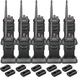 Retevis RT48 Waterproof Walkie Talkies for Adults,Heavy Duty 2 Way Radio,Professional/Business Two Way Radio,1200mAh Battery,VOX,SOS Alarm,Rechargeable Radios for Outdoor Construction School(10 Pack)