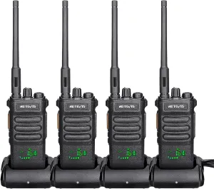 Retevis RT86 2 Way Radio Long Range, Heavy Duty Warkie Talkies Rechargeable, 2600mAh, Flashlight, Anti-Drop Screen,Professional Radio for Factory Warehouse(4 Pack)
