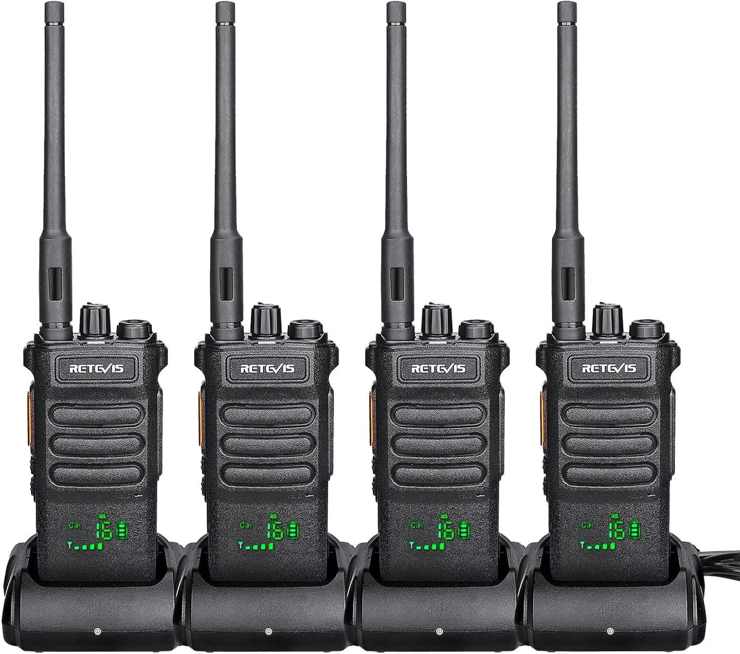 Retevis RT86 2 Way Radio Long Range, Heavy Duty Warkie Talkies Rechargeable, 2600mAh, Flashlight, Anti-Drop Screen,Professional Radio for Factory Warehouse(4 Pack)