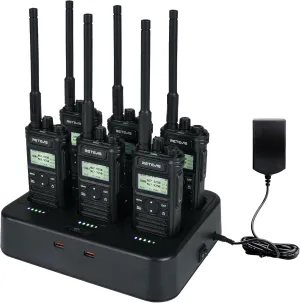 Retevis RT86S Heavy Duty 2-Way Radios (6-Pack) – Long Range Walkie Talkies with Group Call,NOAA, Emergency Alarm, 2600mAh Battery & 6-Port Charging Dock,Type-C Charging for Commercial, Industrial Use