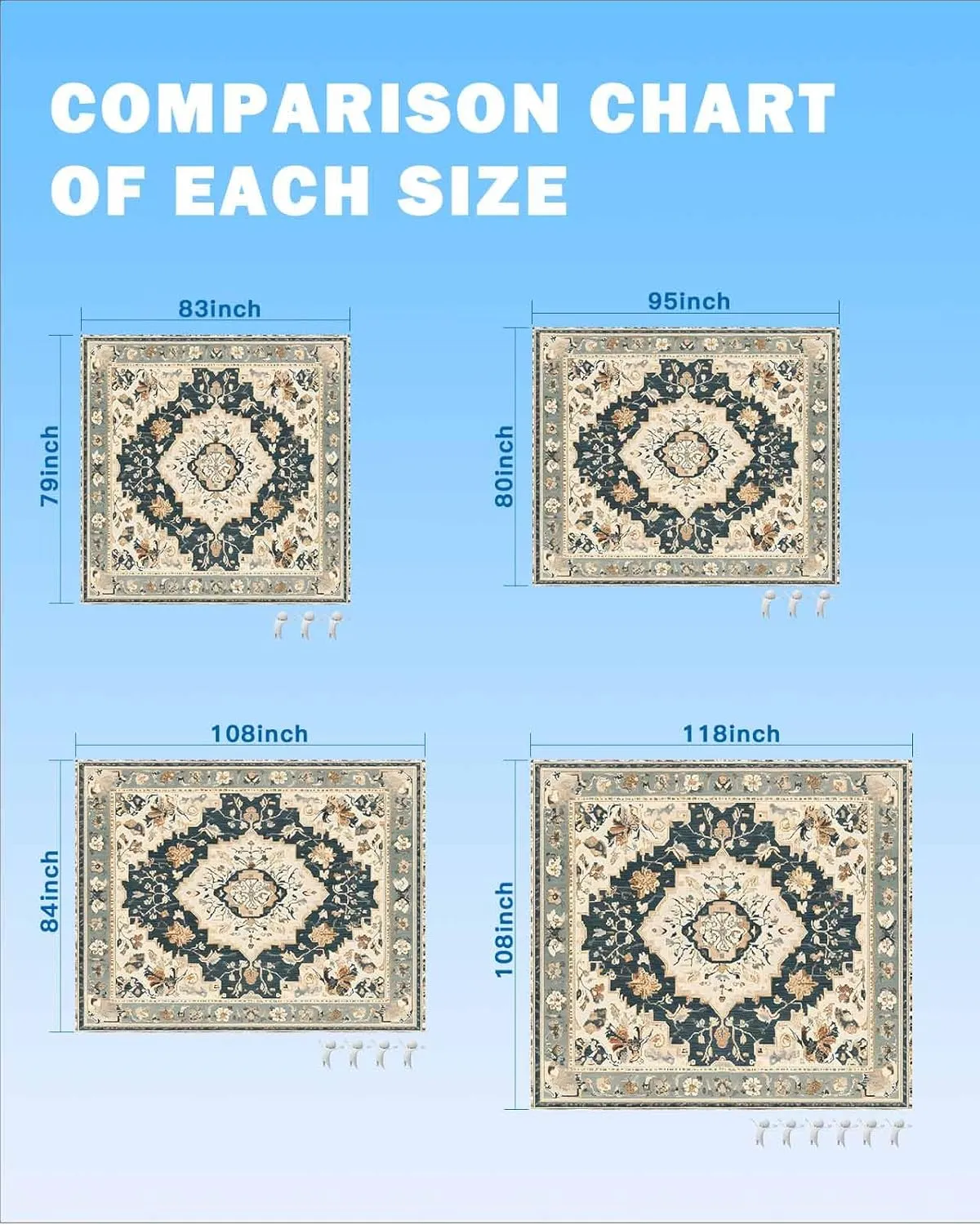 Retro Beach Blanket Waterproof Sandproof 83"x79", Bohemian Classical Flowers Oversized Beach Mat with 4 Corner Sand Pocket & 4 Stakes, Compact Outdoor Picnic Mat for Camping Travel Festivals