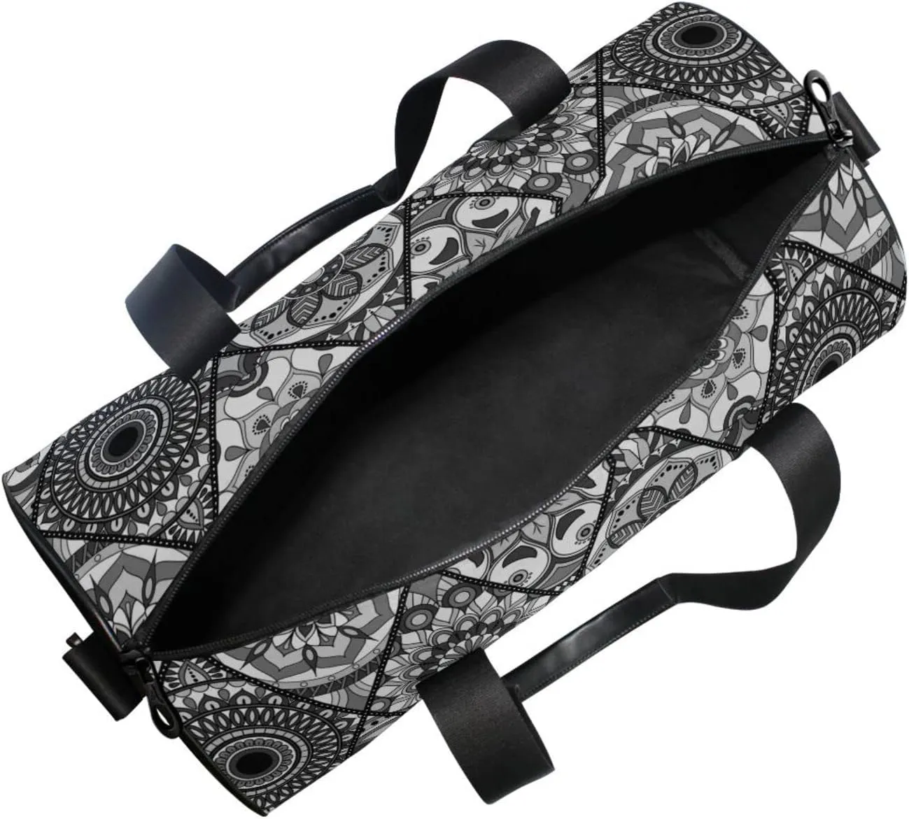 Retro Tribal Mandala Flowers Islam, Arabic, Indian, Ottoman Motifs Duffel Bag, Foldable Canvas Travel Tote for Gym Sports with Inner Pockets, Durable Lightweight Fitness Bag for Overnight Workout
