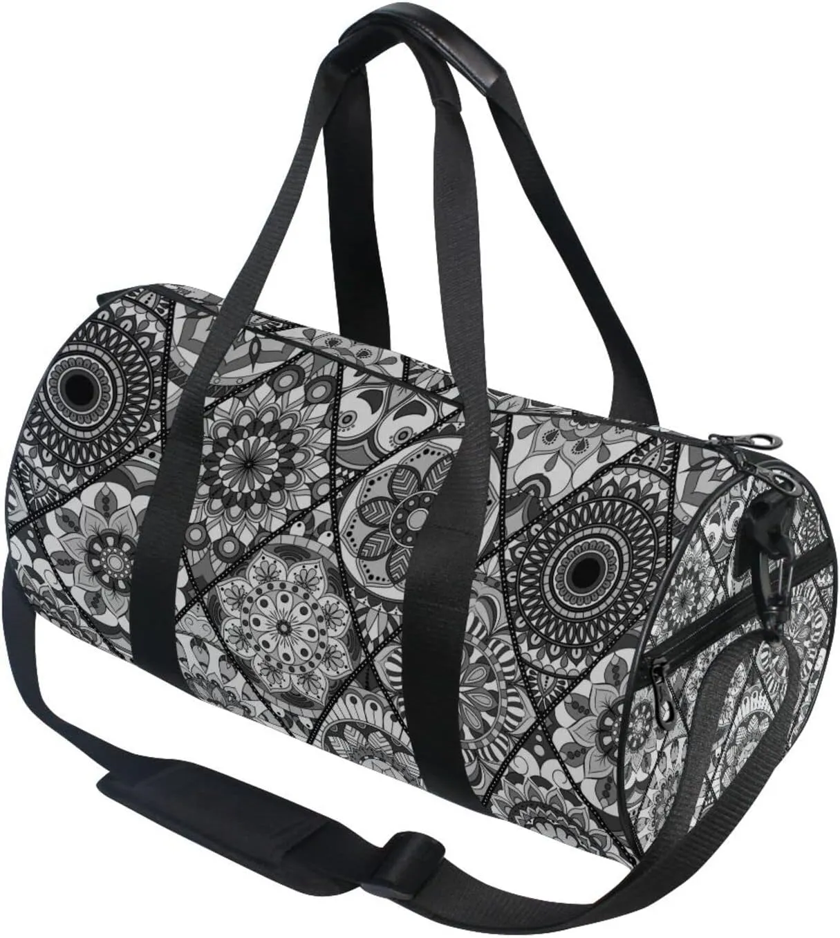 Retro Tribal Mandala Flowers Islam, Arabic, Indian, Ottoman Motifs Duffel Bag, Foldable Canvas Travel Tote for Gym Sports with Inner Pockets, Durable Lightweight Fitness Bag for Overnight Workout