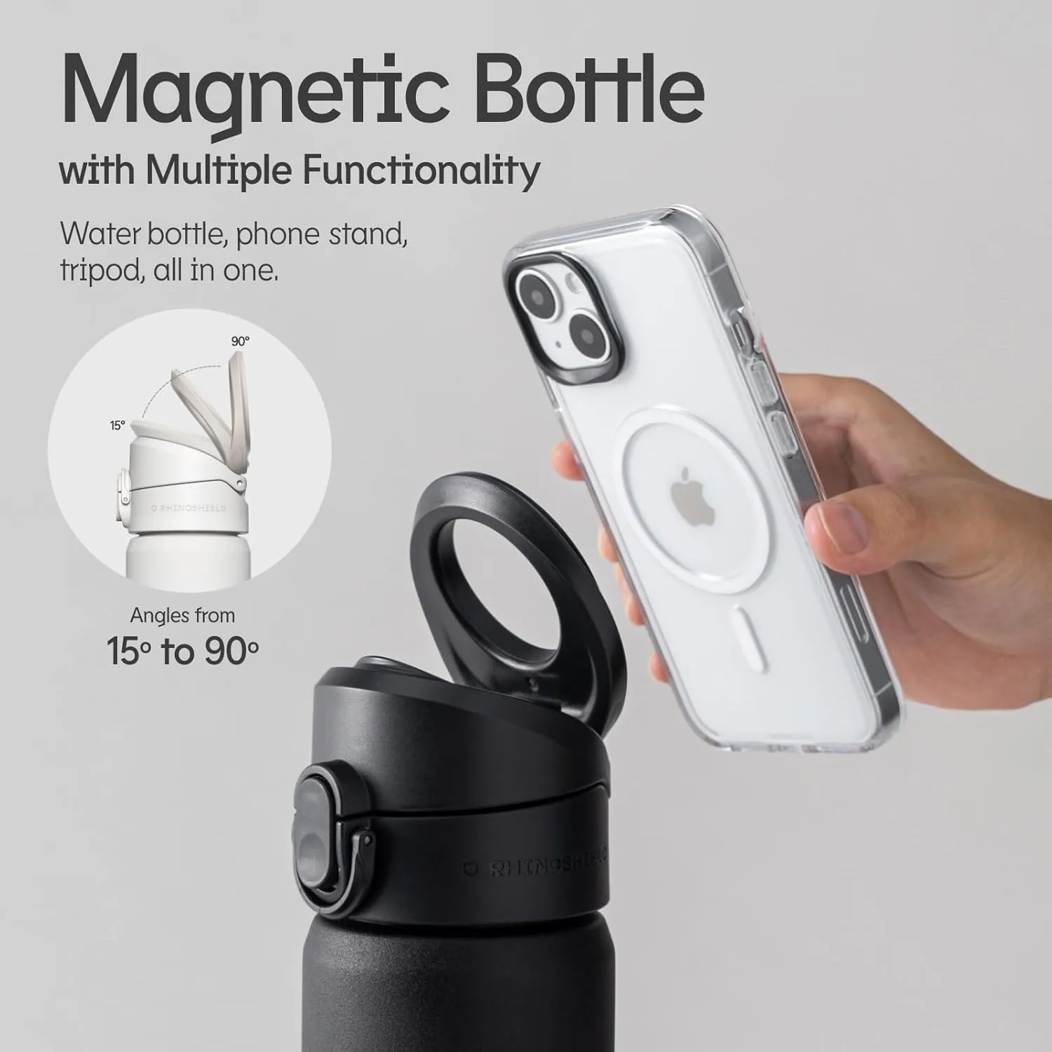 RhinoShield AquaStand Magnetic Bottle 27oz | Tritan Straw Bottle, MagSafe Handle, Adjustable Tripod, Leak Proof, Lightweight - I Can Drink This All Day