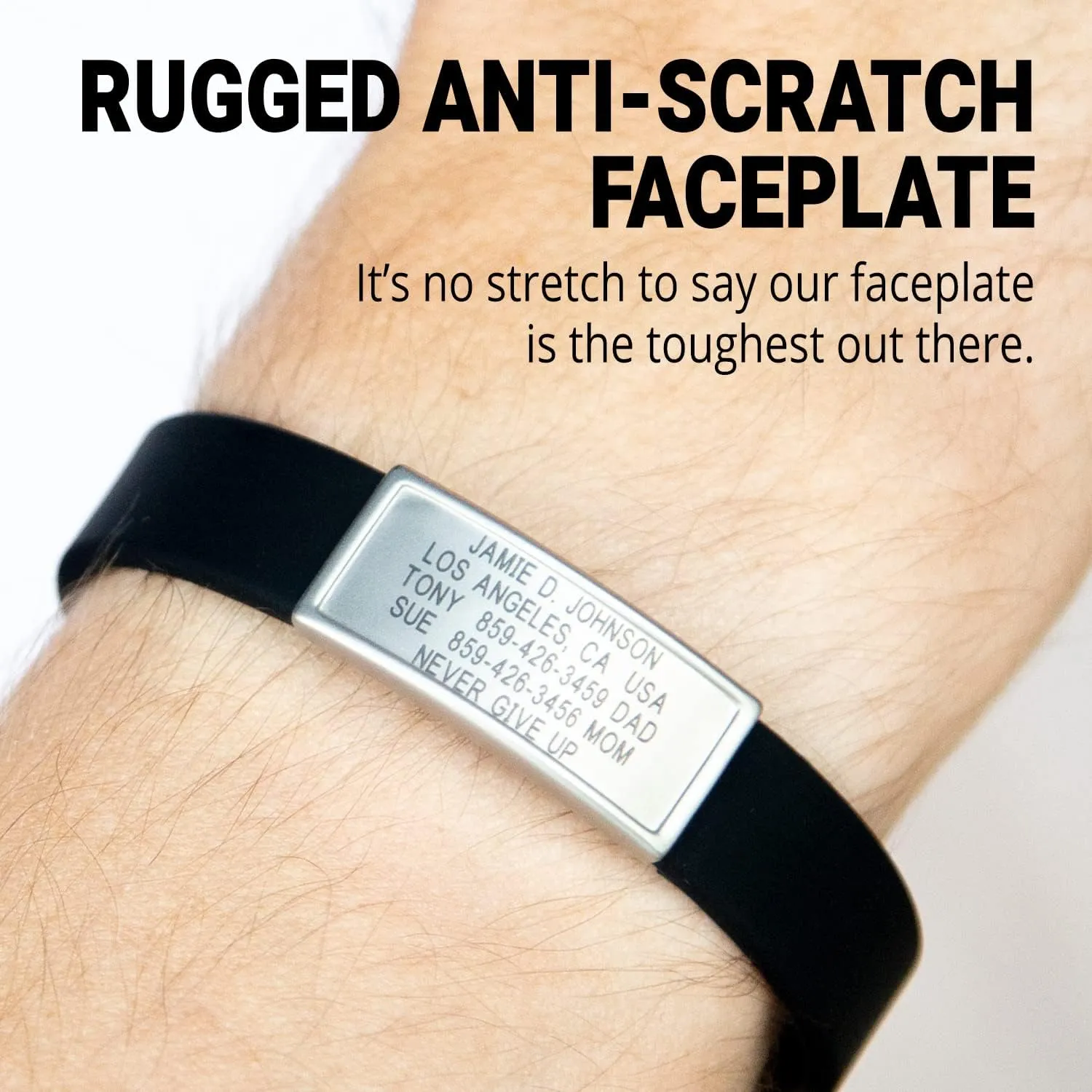 ROAD iD Official Stretch ID Bracelet for Men and Women - Stretchable and Comfy Silicone Bracelets w/Identification, Emergency & Medical Information for Athletes & Travelers (13mm Wide)