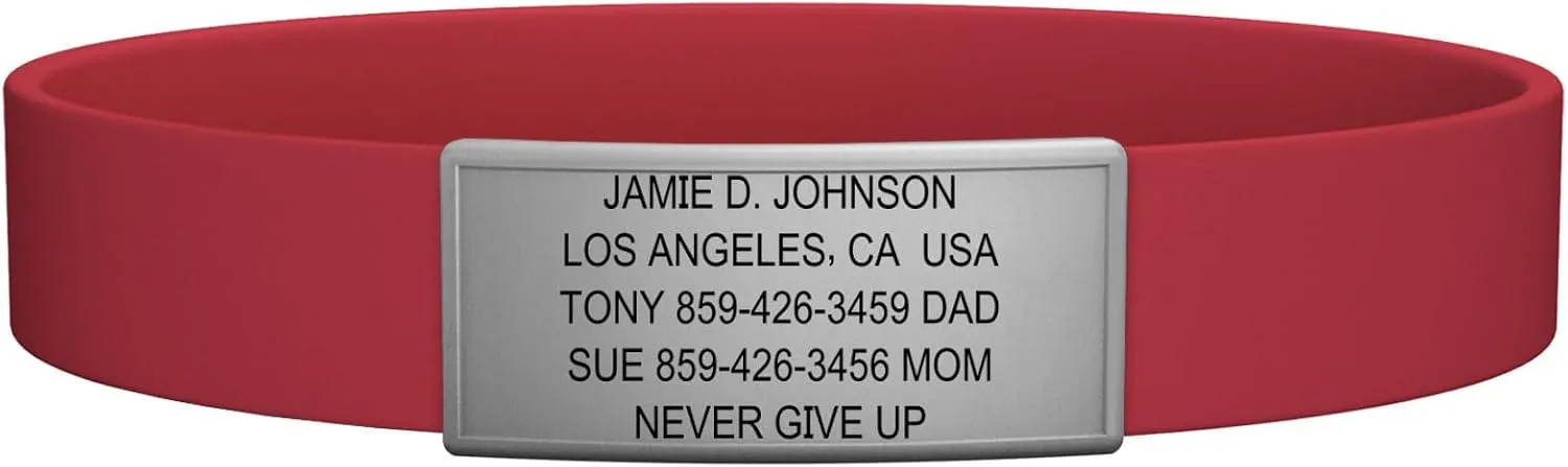 ROAD iD Official Stretch ID Bracelet for Men and Women - Stretchable and Comfy Silicone Bracelets w/Identification, Emergency & Medical Information for Athletes & Travelers (13mm Wide)