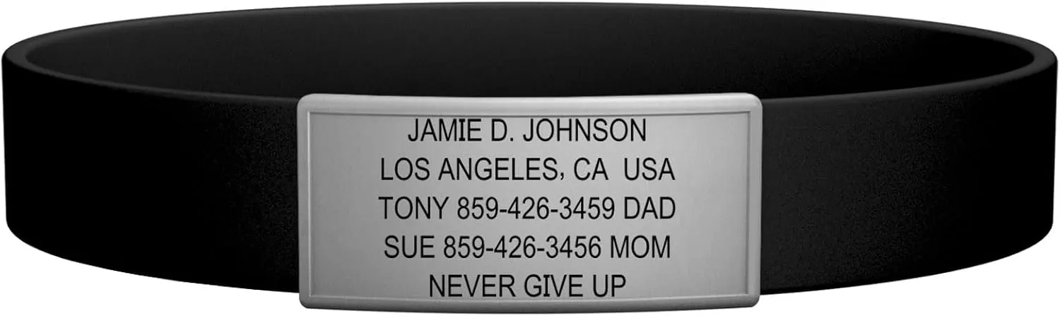 ROAD iD Official Stretch ID Bracelet for Men and Women - Stretchable and Comfy Silicone Bracelets w/Identification, Emergency & Medical Information for Athletes & Travelers (13mm Wide)