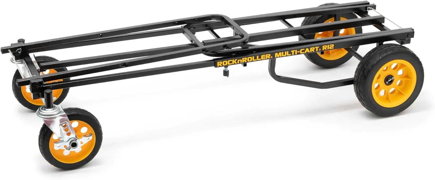 Rock-N-Roller R12RT (All Terrain) 8-in-1 Folding Multi-Cart/Hand Truck/Dolly/Platform Cart/34" to 52" Telescoping Frame/500 lbs. Load Capacity, Black