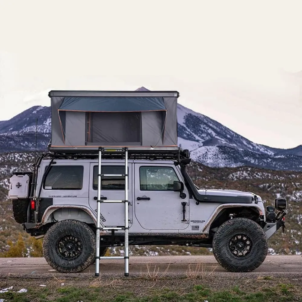 Rooftop Tent Hard Shell - Outdoor Car Camping 2-3 Person Truck, Sedan, SUV, Waterproof, Teardrop, Windproof, Sturdy, Easy Up Roof for SUV Road Trip Essentials Overland, Large, Black