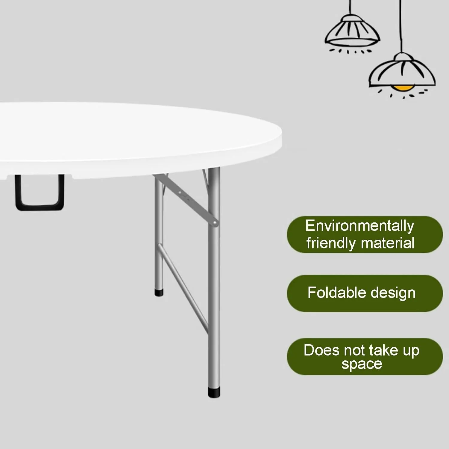 Round Folding Table, Folding Picnic Table for Outdoor with Handle, Portable Outdoor Table with Metal Bracket, 300Kg Load Bearing, Camping Accessories for Home Picnic BBQ Garden(Rojo,120x74cm/47x29in)