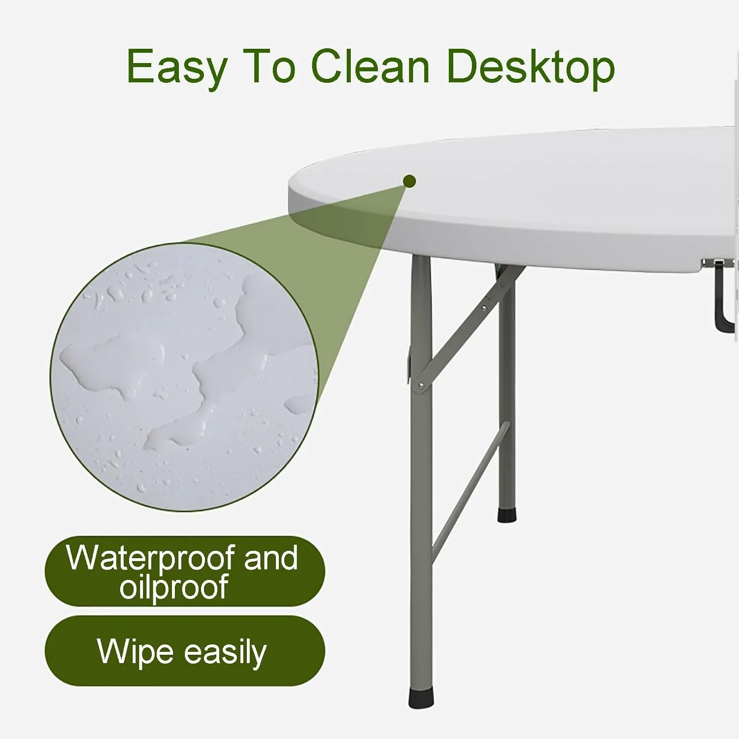 Round Folding Table, Folding Picnic Table for Outdoor with Handle, Portable Outdoor Table with Metal Bracket, 300Kg Load Bearing, Camping Accessories for Home Picnic BBQ Garden(Rojo,120x74cm/47x29in)