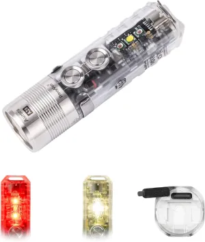 RovyVon A28 G2 Super Bright EDC Flashlight USB C Rechargeable, 1000lumens Powerful Pocket Magnetic Flashlights EDC Gear for Daily Carry, Magnetic Pocket Clip(Red/White Sidelights)