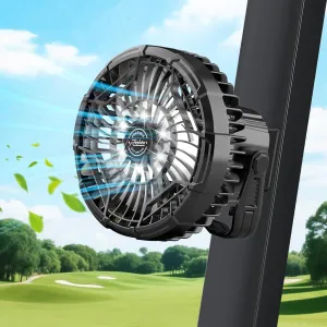 Roykaw 10400 mAh Magnetic Golf Cart Fan Portable Rechargeable Battery Powered, 24  Hrs, w/LED Lights, Compatible with EZGO/Club Car/Yamaha & All Ironic-Body, Cordless & Remote Control, 1 PC