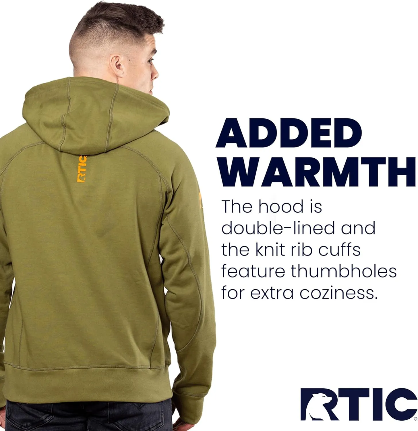 RTIC Mens Water-Repellent Zip Up Hoodie, Long Sleeve Hooded Zip Sweatshirt Jacket Water Resistant Outdoor Clothing