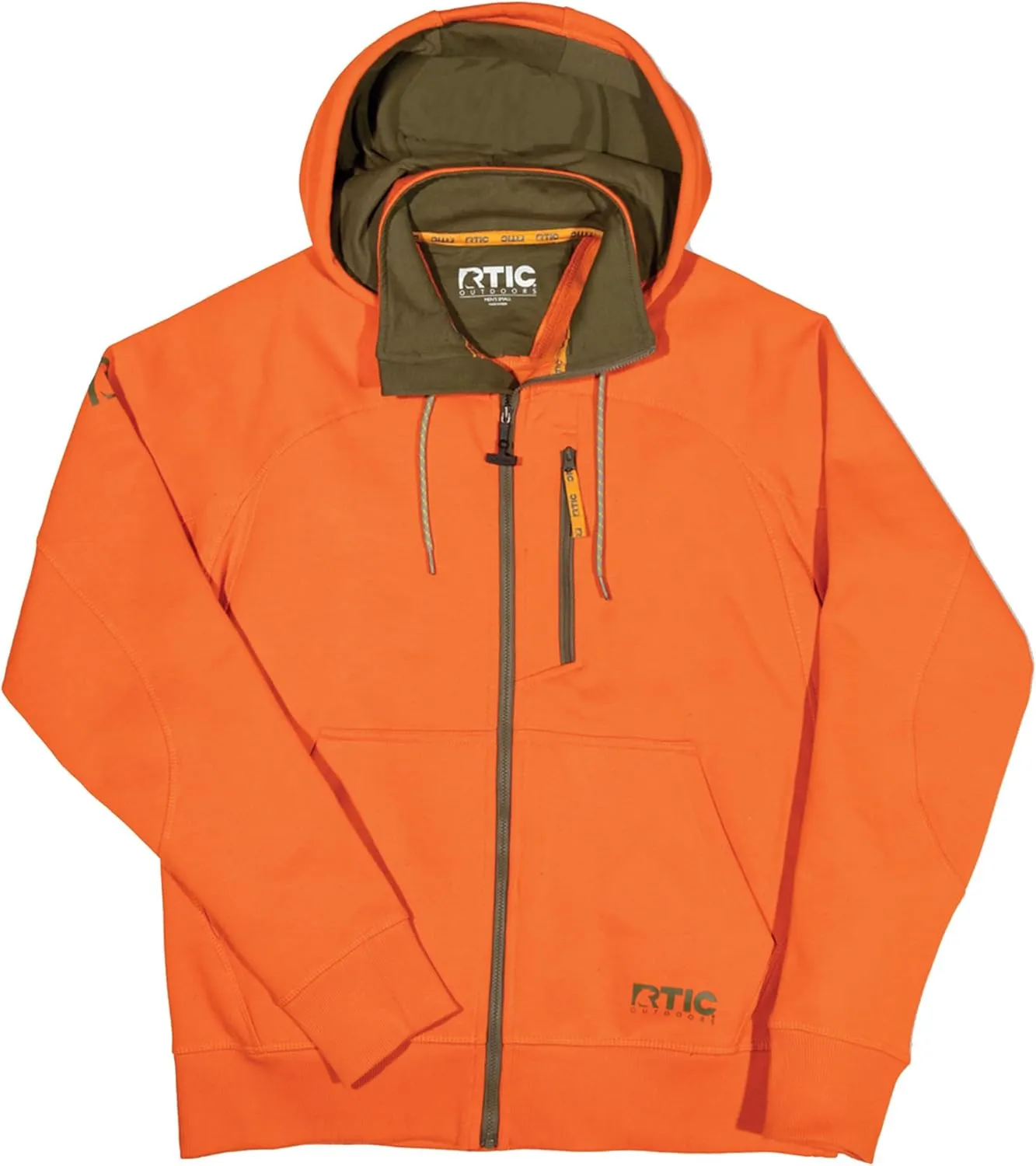 RTIC Mens Water-Repellent Zip Up Hoodie, Long Sleeve Hooded Zip Sweatshirt Jacket Water Resistant Outdoor Clothing