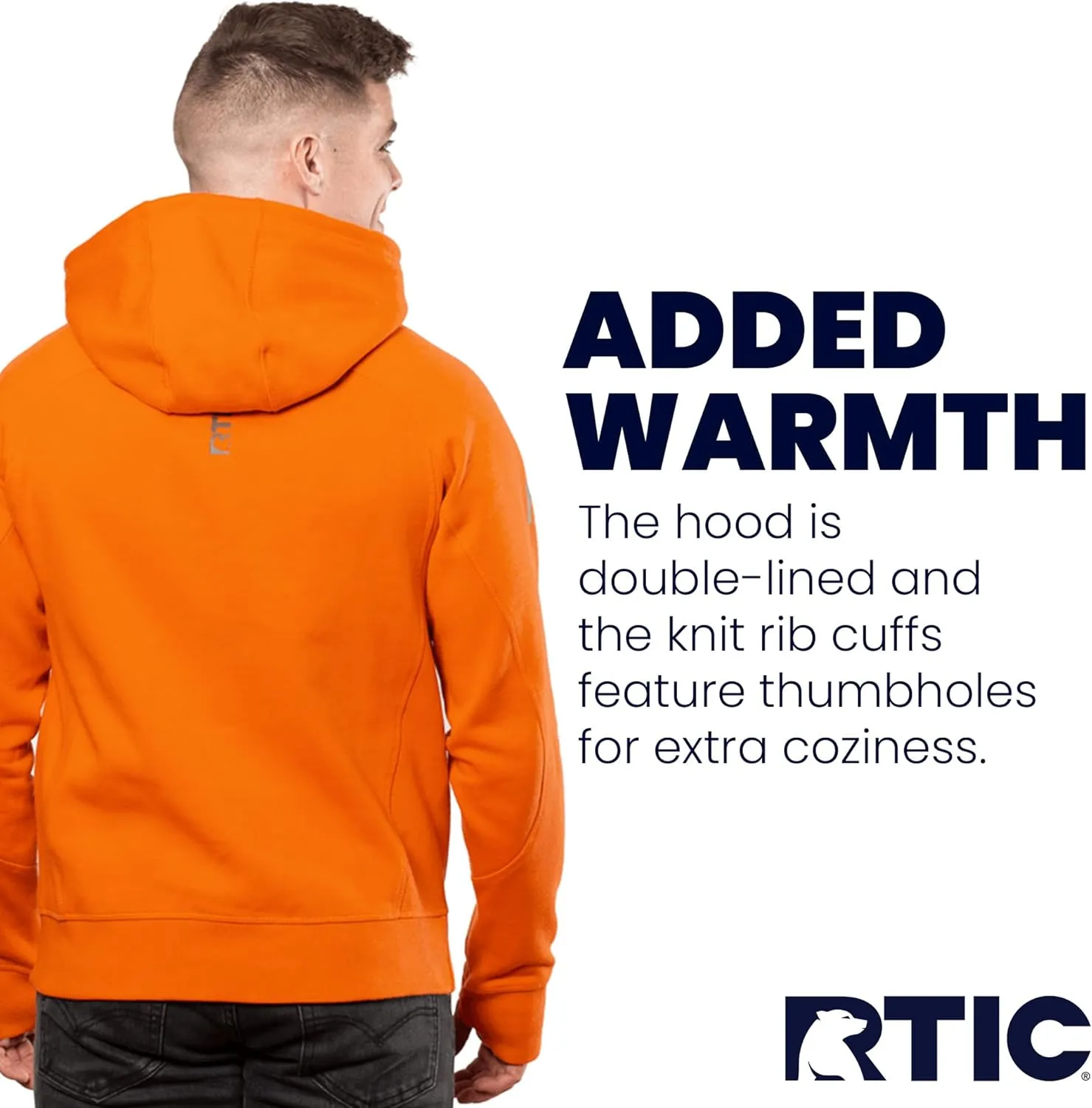 RTIC Mens Water-Repellent Zip Up Hoodie, Long Sleeve Hooded Zip Sweatshirt Jacket Water Resistant Outdoor Clothing