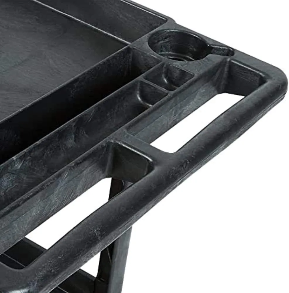 Rubbermaid Commercial Products 2-Shelf Utility/Service Cart, Medium, Black, Lipped Shelves, Ergonomic Handle, 500 lbs. Capacity, for Warehouse/Garage/Cleaning/Manufacturing