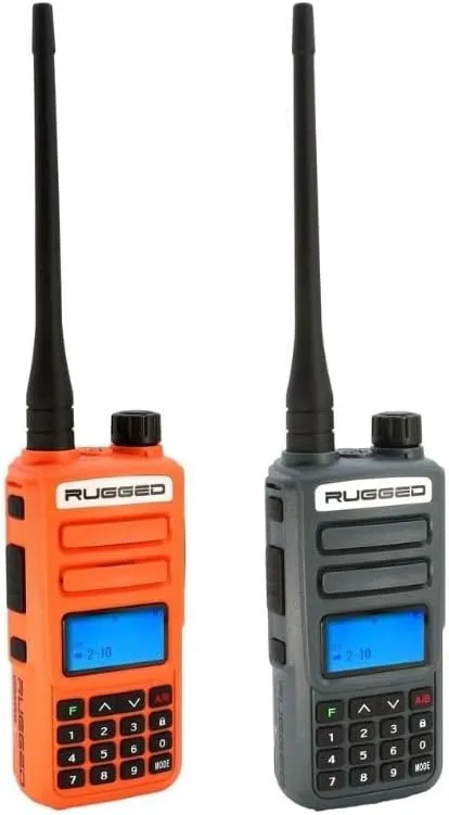 Rugged GMRS Two Way Handheld Radio Walkie Talkie for Hiking Camping Overlanding Off Road – Features Long Range Weather Channels and Rechargeable Battery