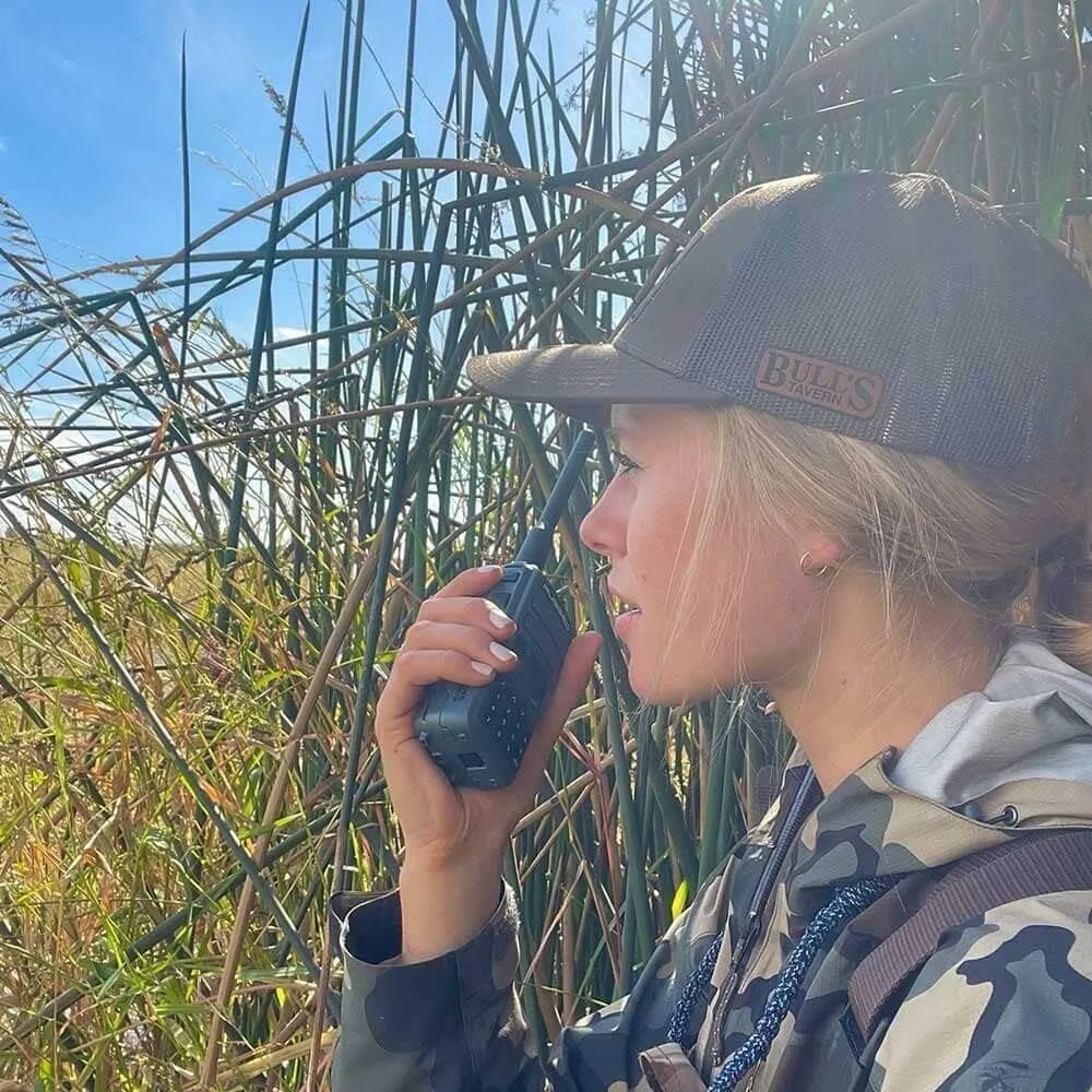 Rugged Radios GMRS Two Way Handheld Radio Walkie Talkie for Hiking Camping Overlanding Off Road – Features Safety Orange Long Range Weather Channels and Rechargeable Battery
