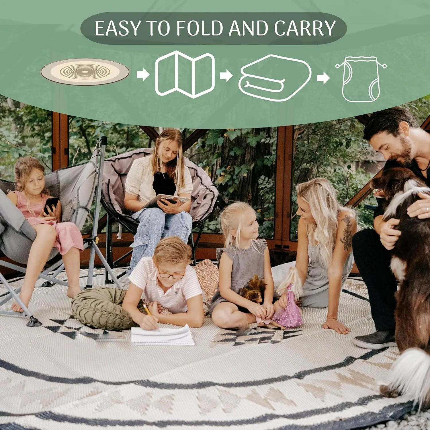 RV Round mat - Recycled Reversible Waterproof RV Rug