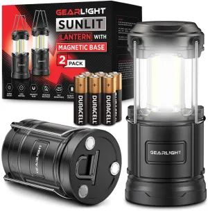 Rynx | GearLight LED Camping Lantern Sunlit (2-pack) - Battery Powered Lamp Lanterns for Emergencies, Power Outages, Hurricane – Portable Camp Light, Flashlights, Accessories, Gear, Supplies