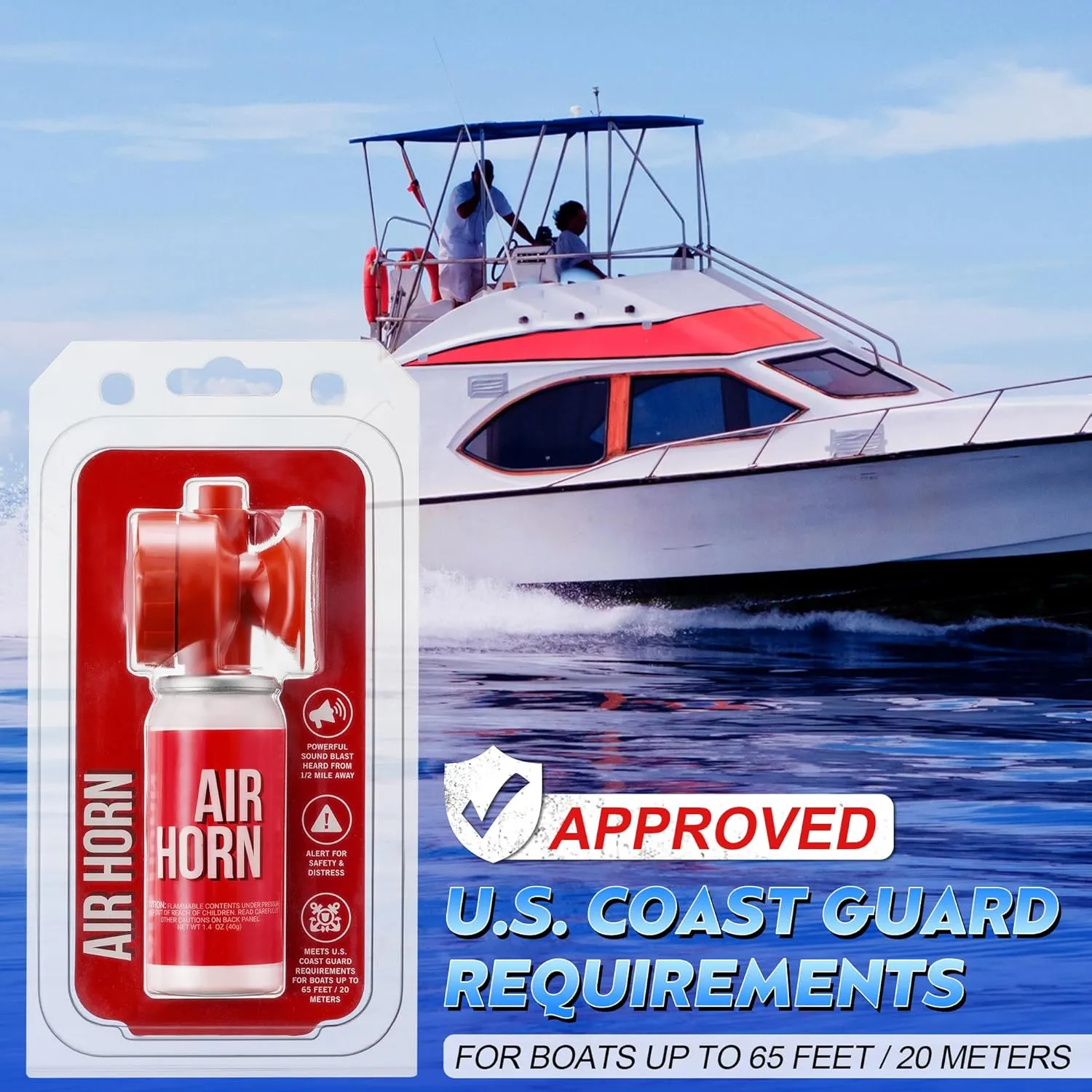 Saillong 1.4oz Boat Air Horn for Safety, Loud Marine Air Horns Can, Mini Small Blow Fog Bear Air Horn, Emergency Use for Sporting Events, Boat, Animal Alarm