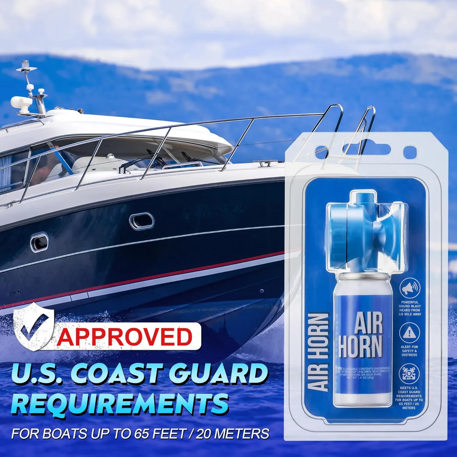 Saillong 1.4oz Marine Boat Air Horn, Loud Air Horns for Safety, Mini Small Blow Fog Bear Horn, Meet Coast Guard, Emergency Use for Marine Boating Sporting Events Outdoor Alarm