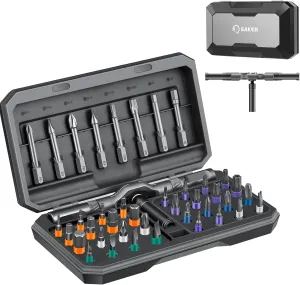 Saker 42 in 1 Screwdriver Set,Multi Bit Magnetic Screwdriver Set with Storage Case Suitable for Father's Day Gifts for Men Furniture,Computer,Bicycle and DIY Free Combination Grey