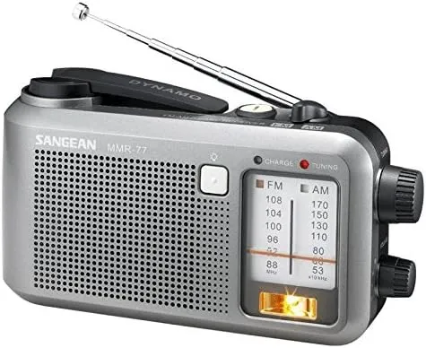 Sangean Compact Emergency Water-Resistant Hand Crank AM/FM Radio with Built-in Speaker