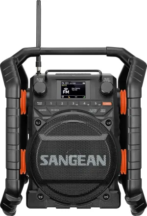Sangean U7HD Jobsite Radio with Bluetooth, HD Radio, AM/FM, AUX, TWS, Dustproof and Waterproof Design, and Smart Battery Charger