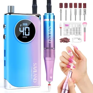 SAVILAND 40000RPM Electric Nail Drill Professional: Electric Nail File Portable Nail Drill with Acrylic Nail Kit 12 Drill Bit Nail Supplies Efile for 10s Fast Drill Para Uñas Profesional Remove Salon