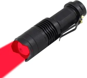 Scalable Red LED 3 Mode Long Range Red Beam Red Light Flashlight, Red LED Flashlight Red Flashlight Torch with Red Light Red Led for Night Detecting-Black House