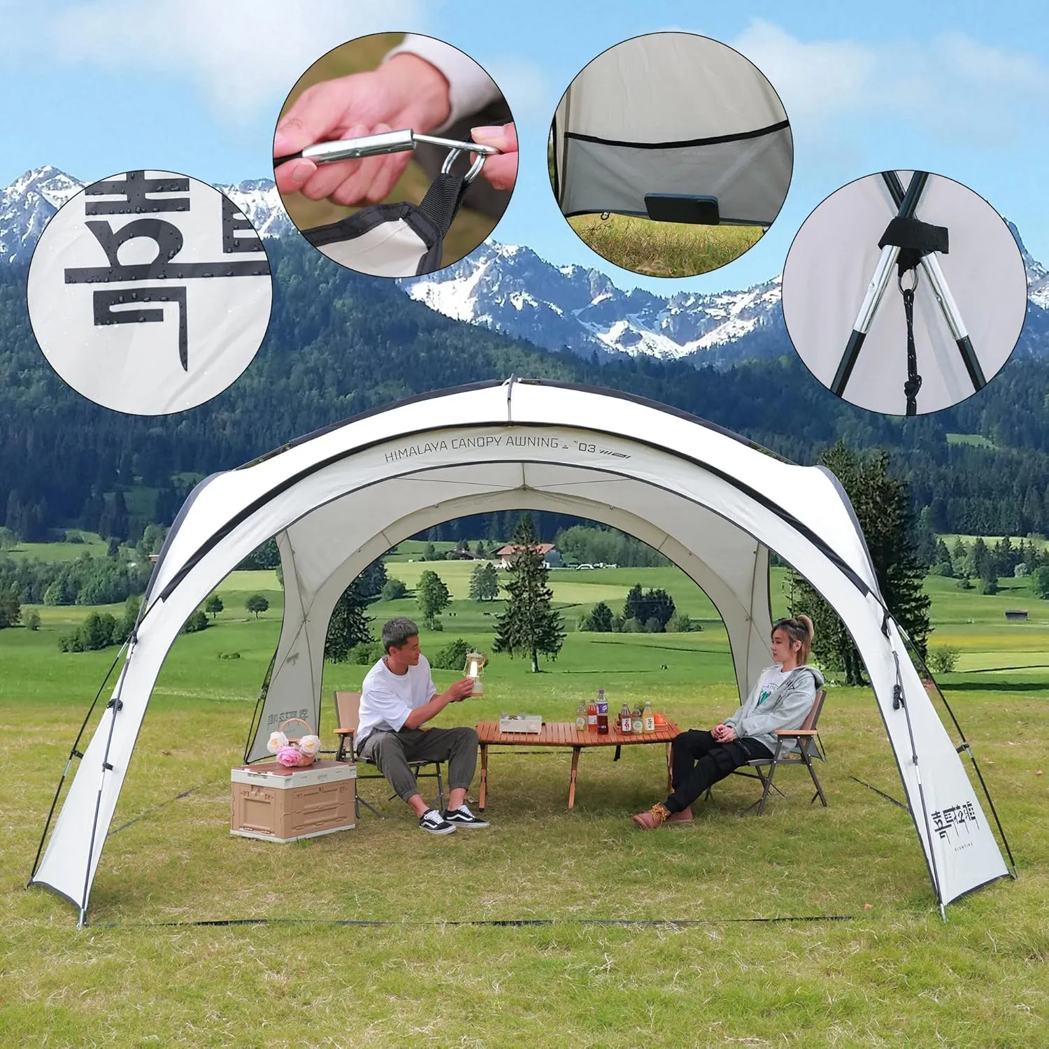 Screen House Tent Dome Tent 4-6 Person Camping Tents for Family Backpacking Waterproof Windproof Suitable for Outdoor Camping Quick with 3 Minute Setup (Tent, Cream)