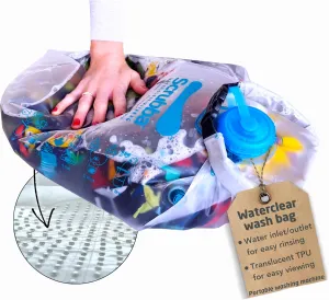 Scrubba Waterclear Wash Bag Portable Washing Machine - New Water Inlet/Outlet for easy rinsing - Manual Portable Washer for Travel, Camping, Laundry, Baby Clothes - Travel Essentials, Gift - 6.9 oz