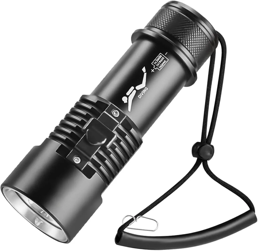 Scuba Diving Flashlight, 3000 Lumens XHP70 LED Dive Light, IPX8 Waterproof Underwater Flashlight Dive Torch with Magnetic Switch, 3 Modes for Diving, Exploration, Camping, and Emergencies