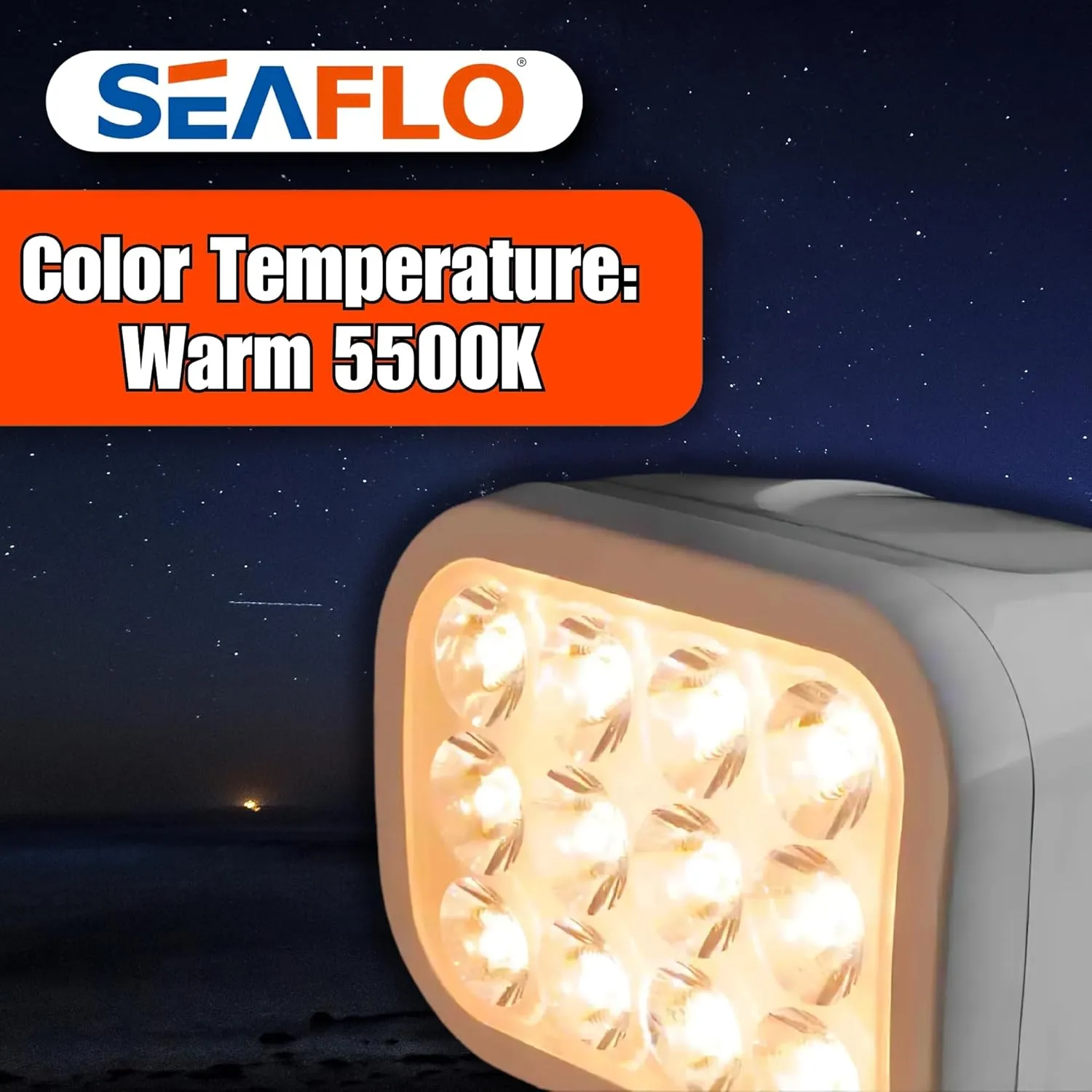 SEAFLO 360° Rotating Remote Control LED Searchlight, 10-30V, Auto-Reset, IP66 Waterproof, Marine Spotlight for Boats, Truck, Vehicles, CE & Rohs Certified (Wired Remote/White/White Light 5500K)