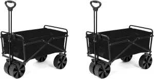 Seina Collapsible Steel Frame Outdoor Utility Wagon Cart, 2 Pack