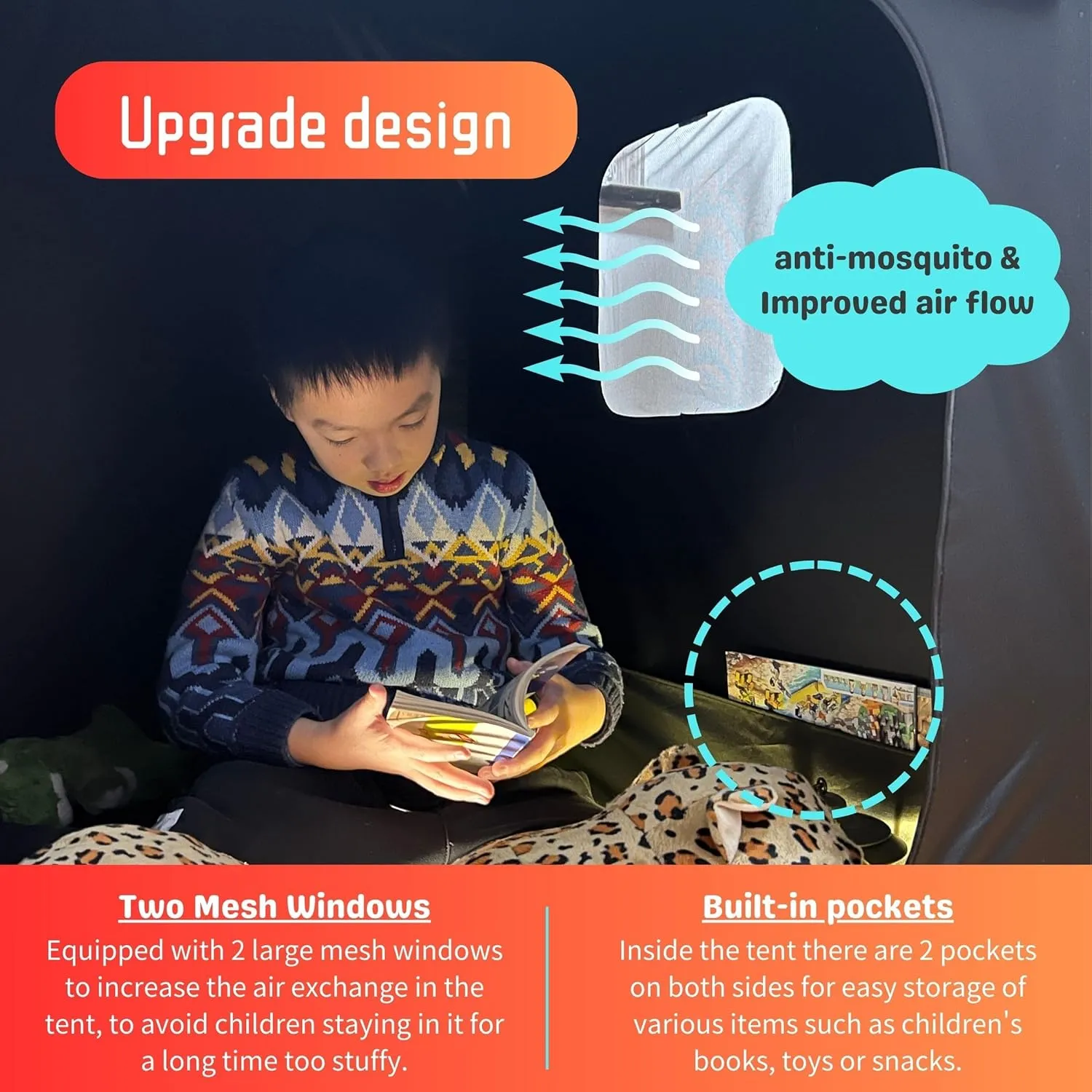Sensory Tent for Kids with Autism, ADHD, SPD - CPC Certification Black Out Calm Corner Hideout Den Helps Children Adults Relax Reduce Anxiety - Pop-up Autistic Sensory Room Play Tent