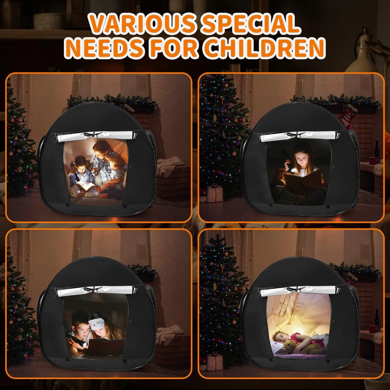Sensory Tent for Kids with Autism - Calming Tent for Kids 5-7 Or Children 8-12, Reduce Anxiety & Improve Focus, Portable Pop-Up Blackout & Hideout (Big Size)