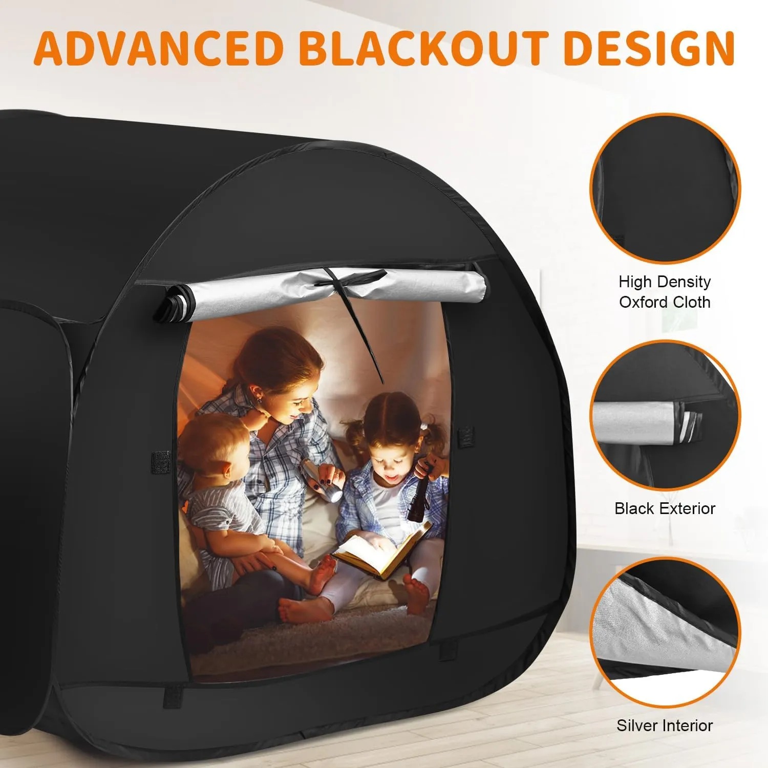 Sensory Tent for Kids with Autism - Calming Tent for Kids 5-7 Or Children 8-12, Reduce Anxiety & Improve Focus, Portable Pop-Up Blackout & Hideout (Big Size)