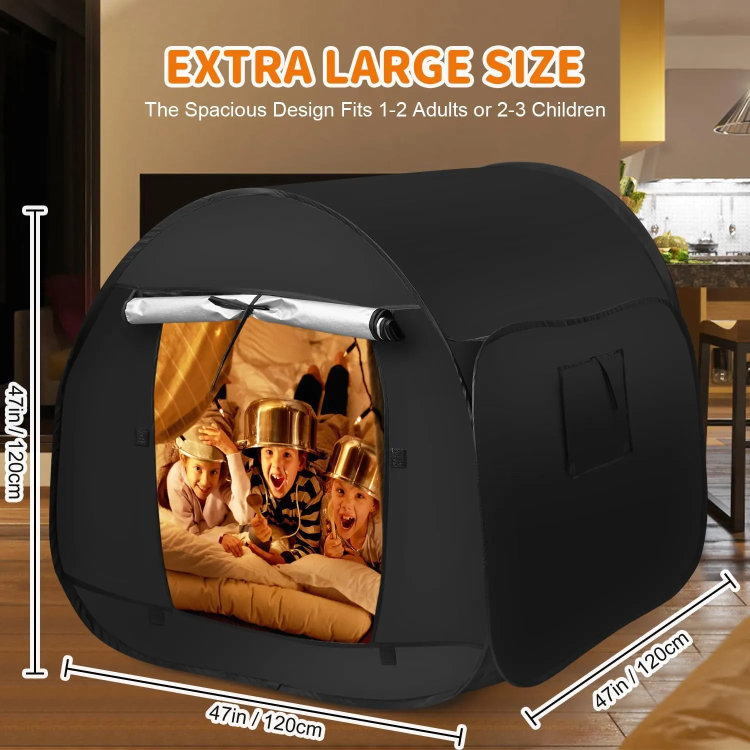 Sensory Tent for Kids with Autism - Calming Tent for Kids 5-7 Or Children 8-12, Reduce Anxiety & Improve Focus, Portable Pop-Up Blackout & Hideout (Big Size)
