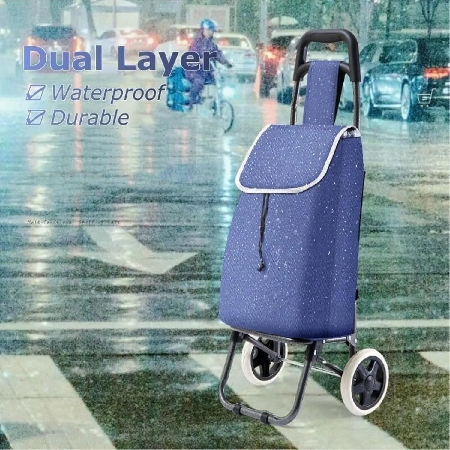 Shopping Trolley Cart Foldable Shopping Trolley Bag with Wheels Large Reusable Cloth Hand Tote Supermarket Pull Cart Bag Shopping Cart