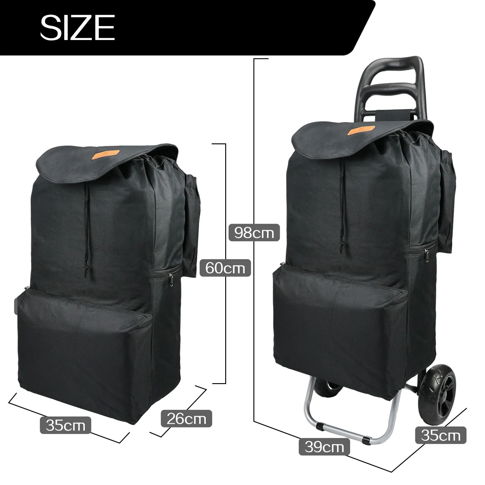 Shopping Trolley Foldable Shopping Cart Lightweight Utility Cart Grocery Market Cart With Waterproof Bag