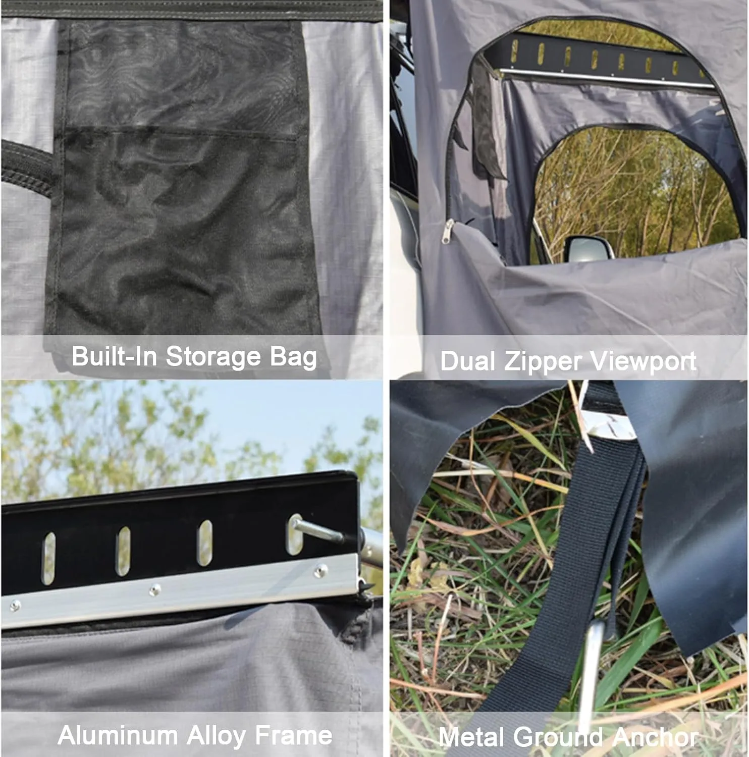 Shower Tent for Cars, Car Side Privacy Shelter Bathroom Outdoor Changing Room, Vehicle Awning Shower Room for SUV Truck, Portable Toilet Shower Tents, Easy to Assemble (Grey 196X94X84cm)