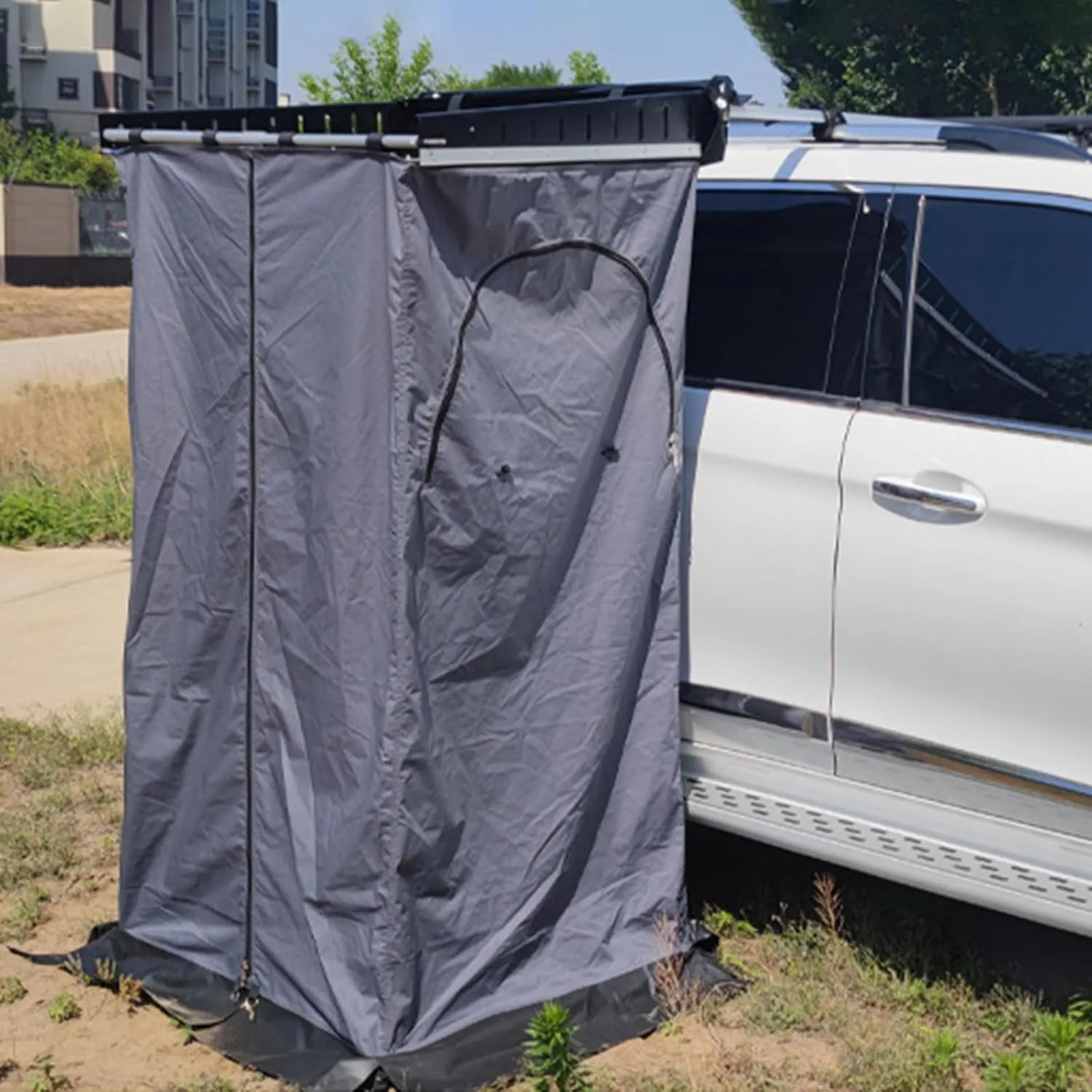Shower Tent for Cars, Car Side Privacy Shelter Bathroom Outdoor Changing Room, Vehicle Awning Shower Room for SUV Truck, Portable Toilet Shower Tents, Easy to Assemble (Grey 196X94X84cm)