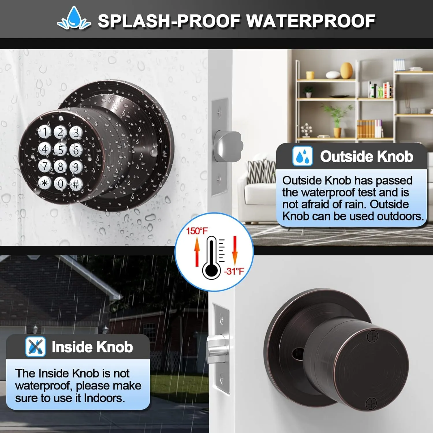 Signstek Digital Door Lock with Keypad - Electronic Door Knob for Keyless Entry - Oil Rubbed Bronze, 3 Pack