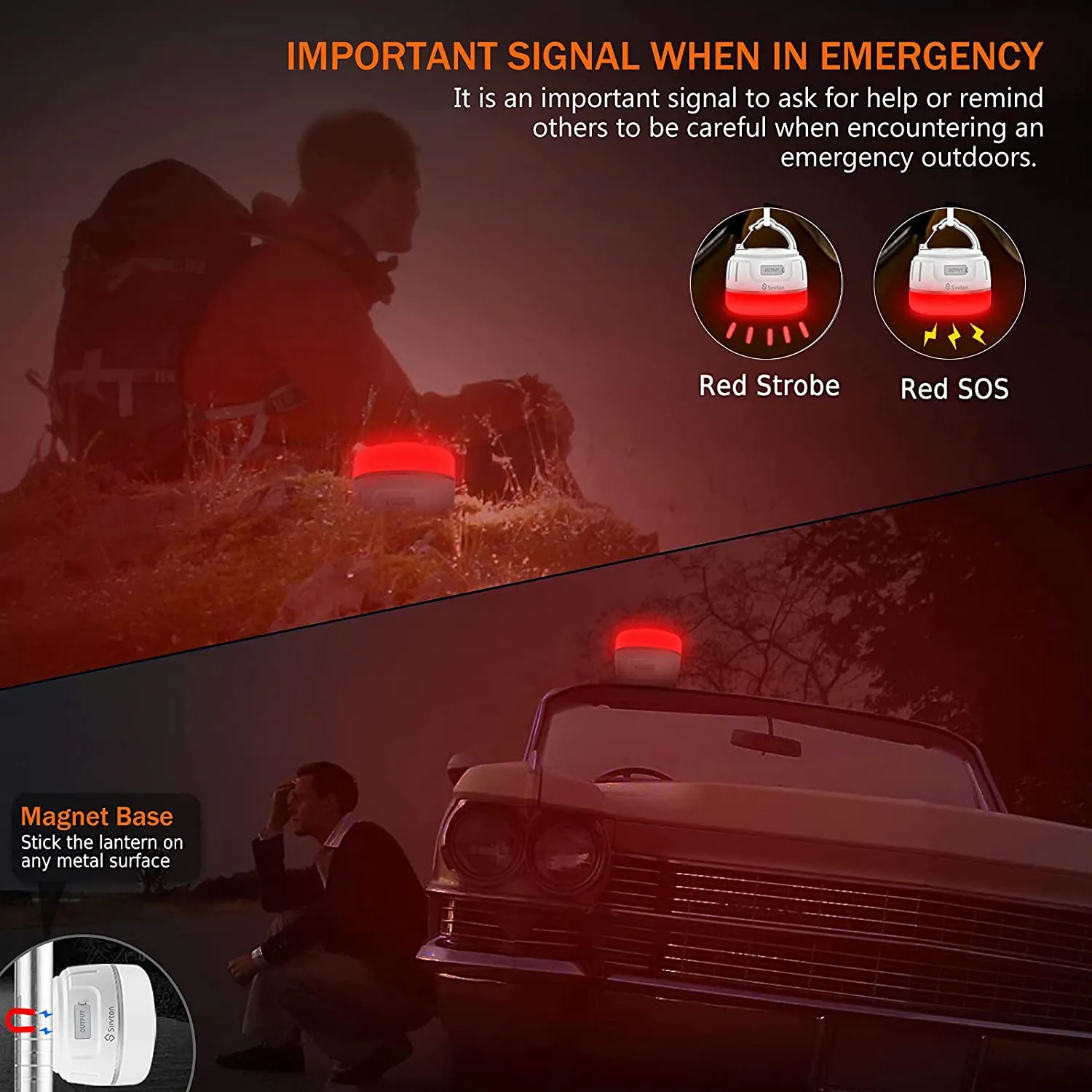 Siivton Camping Lights, Rechargeable Camping Lantern with Remote & Power Bank 6400, LED Tent Light Ultra Bright for Camping, Hurricane Emergency Kits