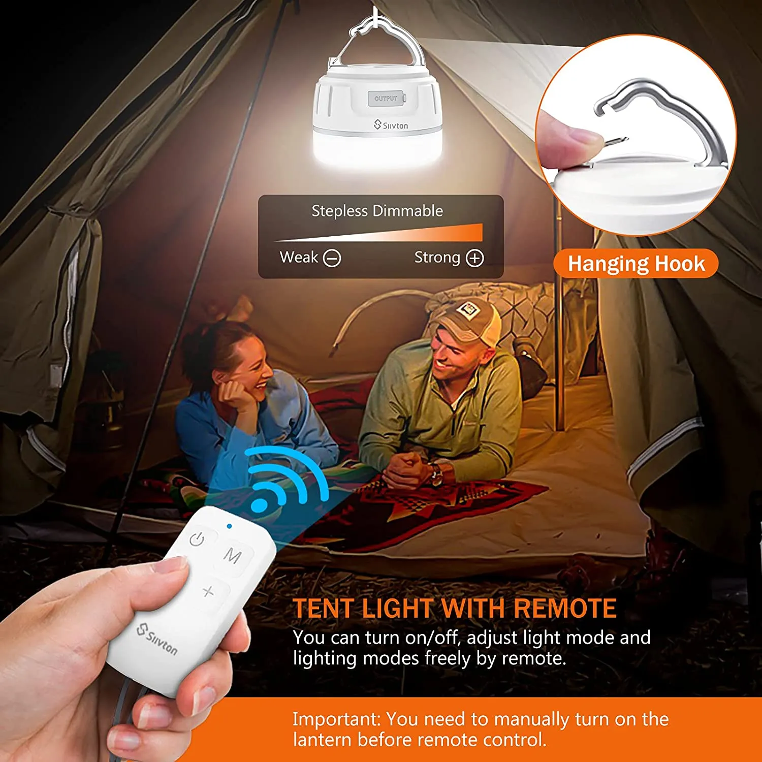 Siivton Camping Lights, Rechargeable Camping Lantern with Remote & Power Bank 6400, LED Tent Light Ultra Bright for Camping, Hurricane Emergency Kits